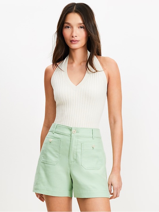 LOFT Tops - LOFT Cream Ribbed V-Neck Halter Knit Tank